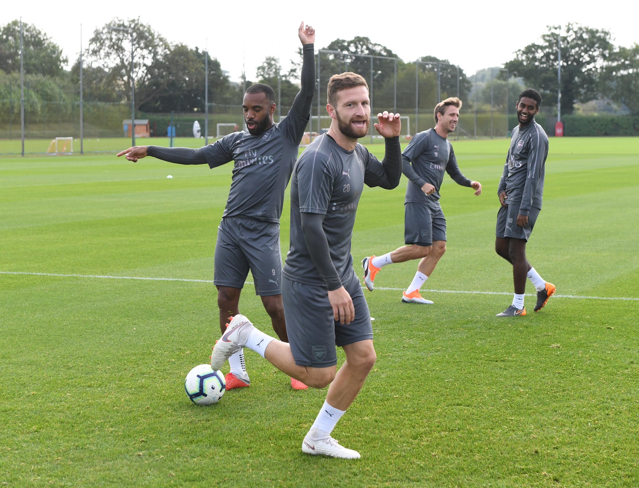 Arsenal players in training